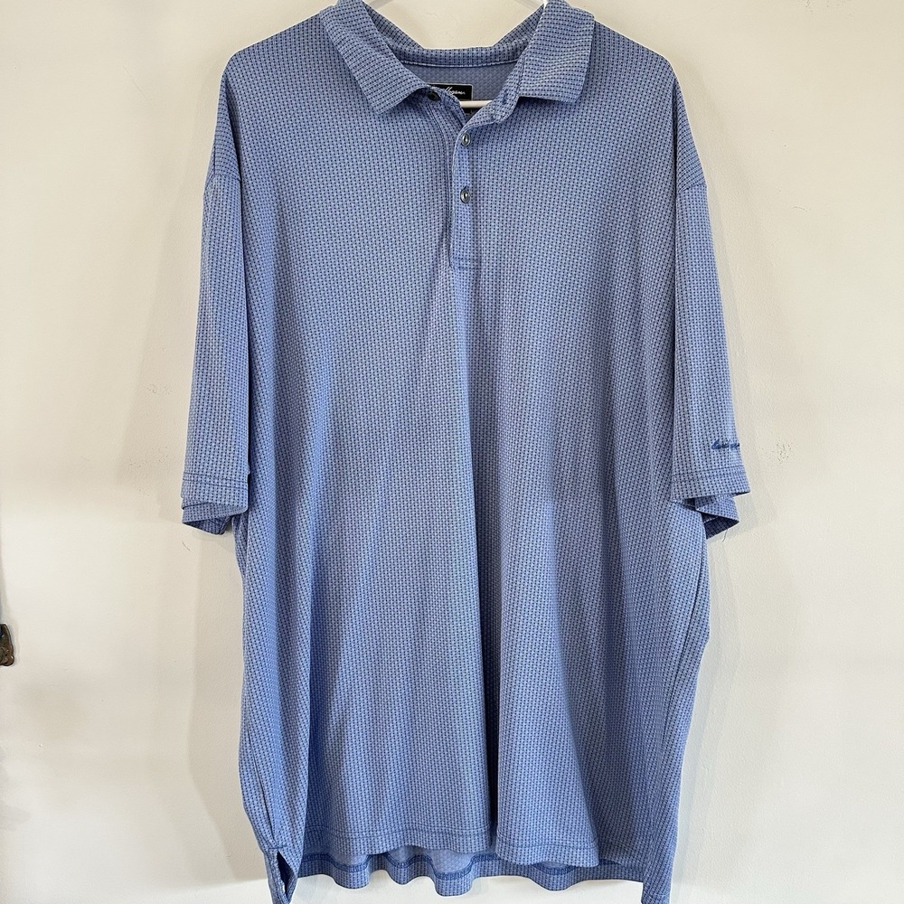 Ben Hogan Mens 3XL Short Sleeve Performance Polo Blue Pattern Preppy Golf